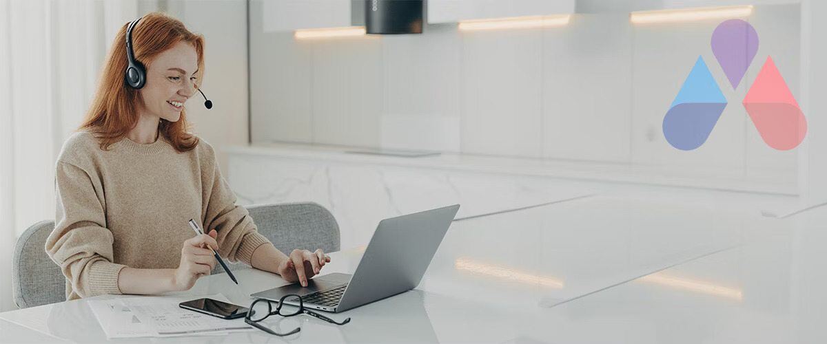 A woman working from home