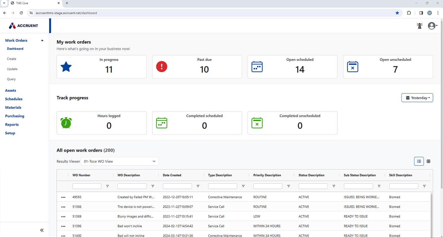 Accurent TMS software helps streamlining work order management