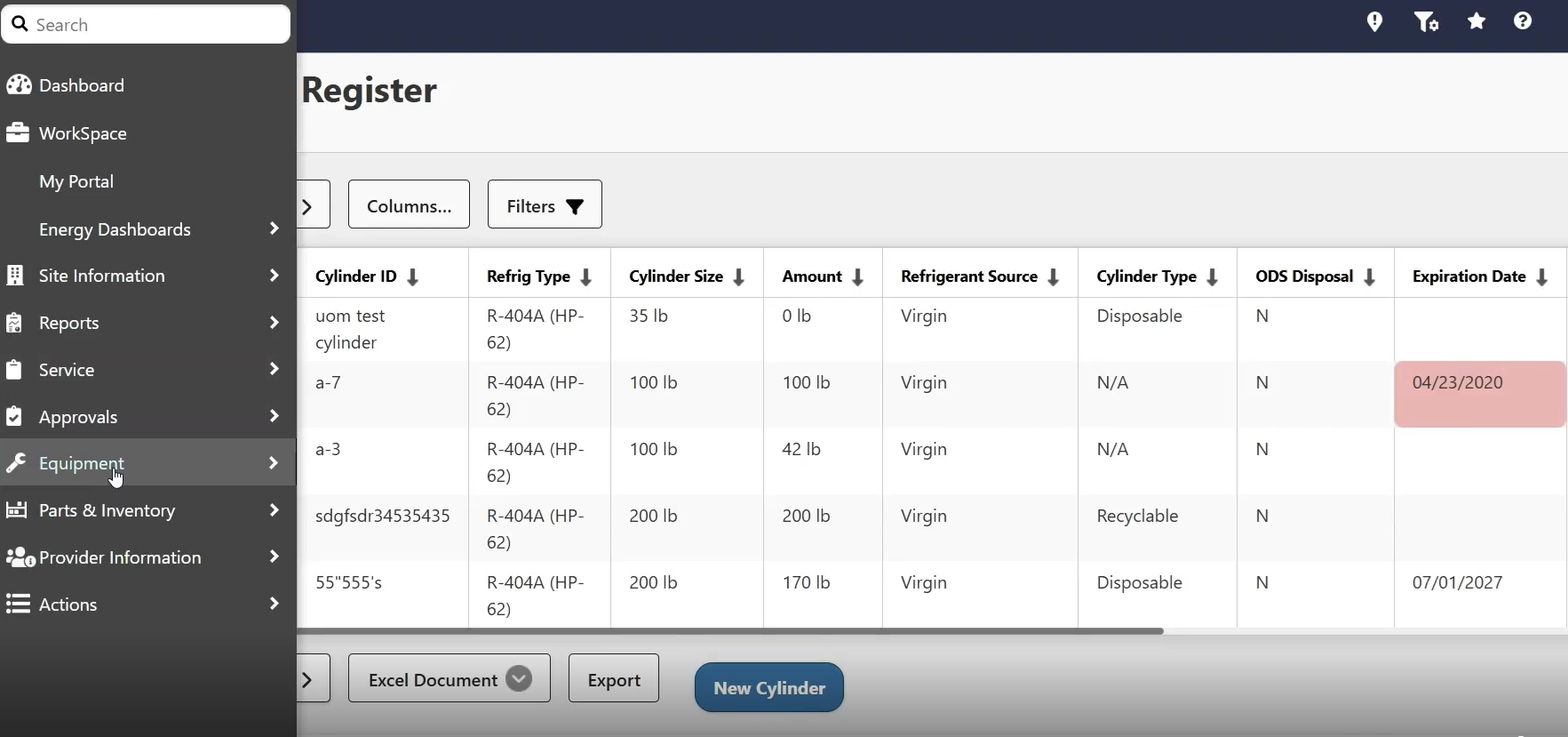 Sustain Menu Register Screenshot