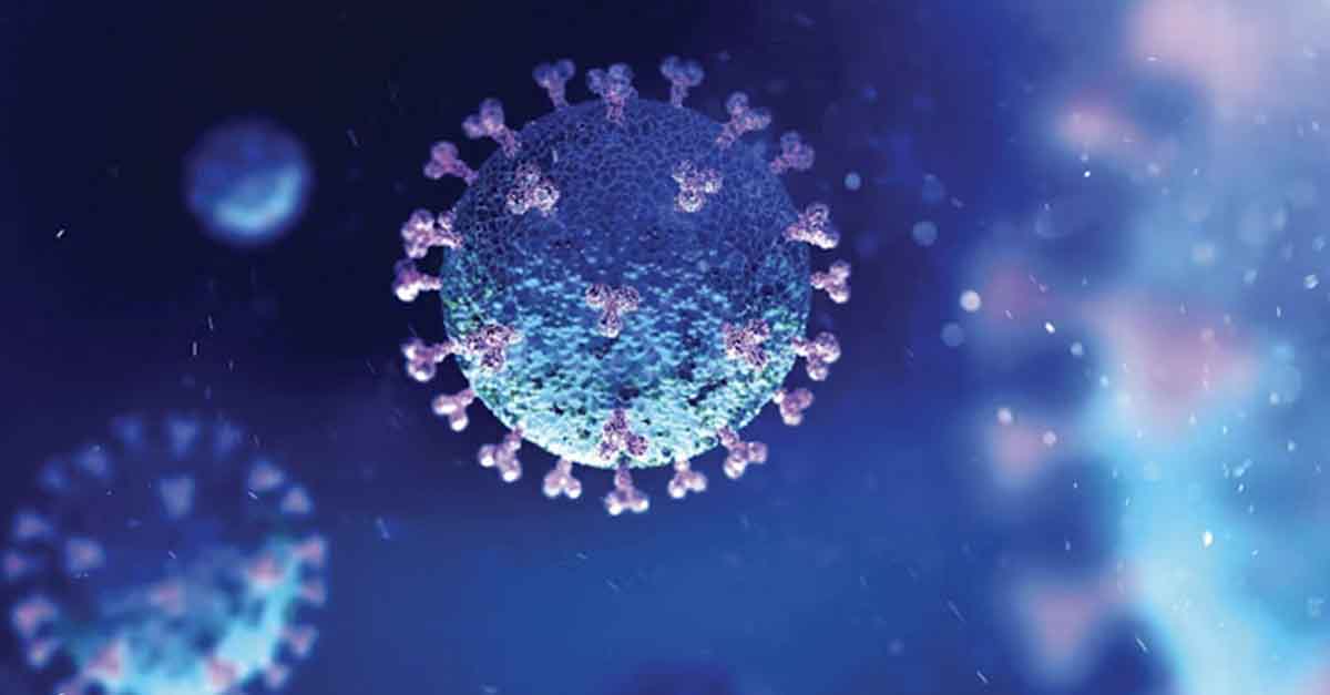 Close-up illustration of Covid-19 virus