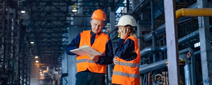 maintenance technician wearing hardhat looking at tablet; CMMS; computerized maintenance management system; Maintenance Connection.